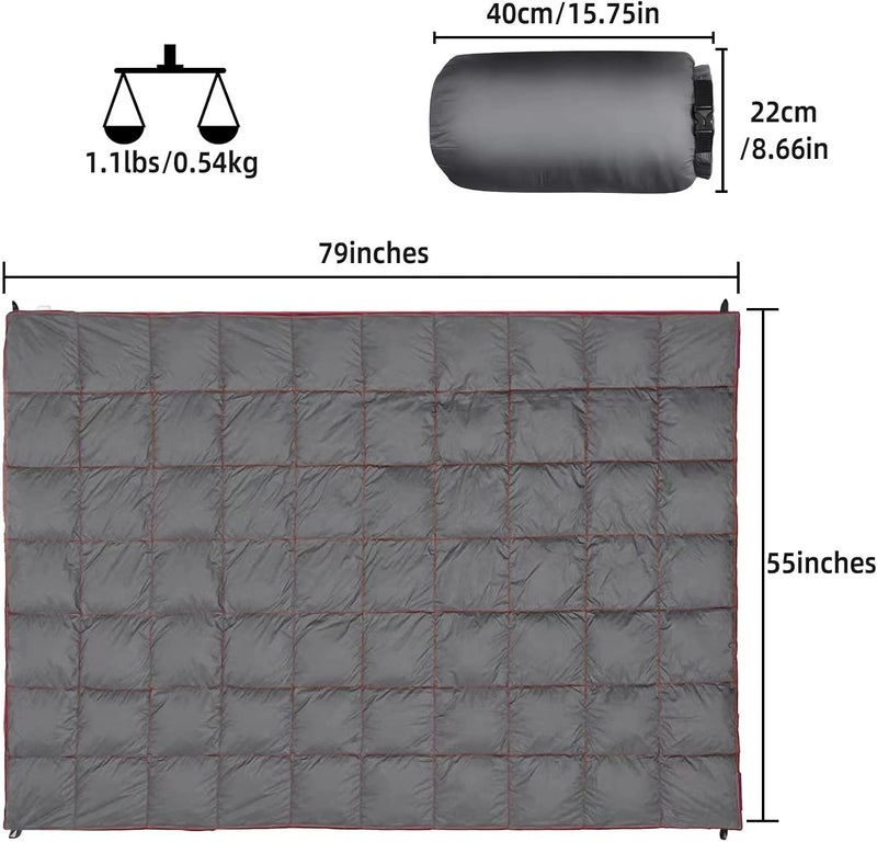 GLORSIGN Outdoor Puffy Camping Blanket, Lightweight Down Alternative Puffy Printed Camping Large Ultra Warm Hammock Top Quilt Waterproof Blanket for Traveling Picnic Beach Party Cold Weather (Gray) - Image 2